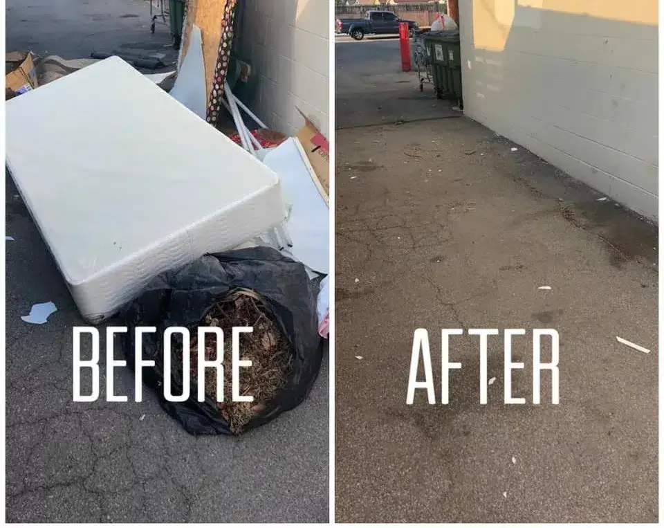 Construction debris removal before and after